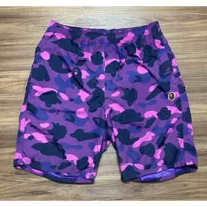 BAPE A Bathing Ape Streetwear Purple Camo Mesh Hybrid Swim Shorts Mens Sz Large